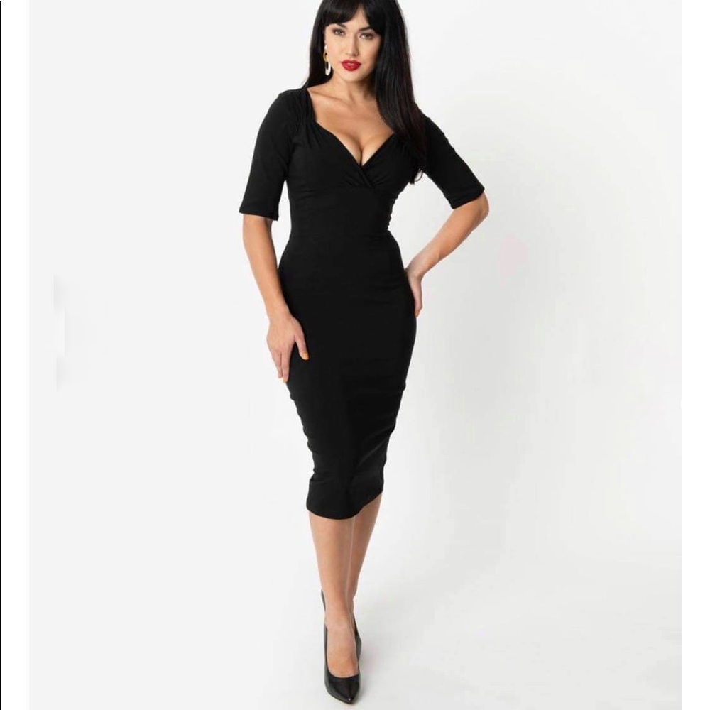 Collectif 1960 style black bengaline pencil dress